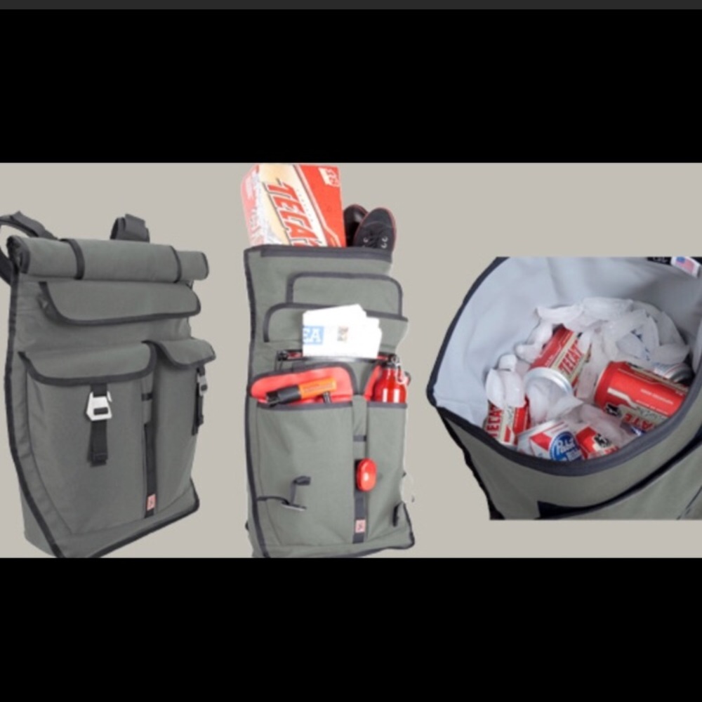 Chrome roll top backpack
